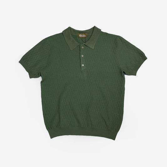 KNITTED POLO SHIRT IN SEAWEED GREEN