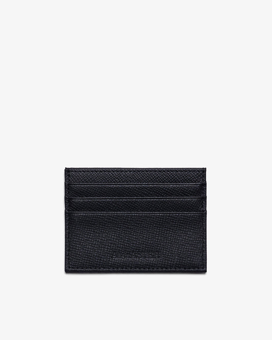 CARD HOLDER in BLACK FINE GRAINED