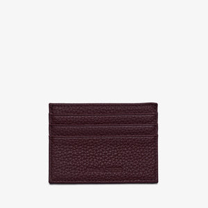 CARD HOLDER in BURGUNDY GRAINED