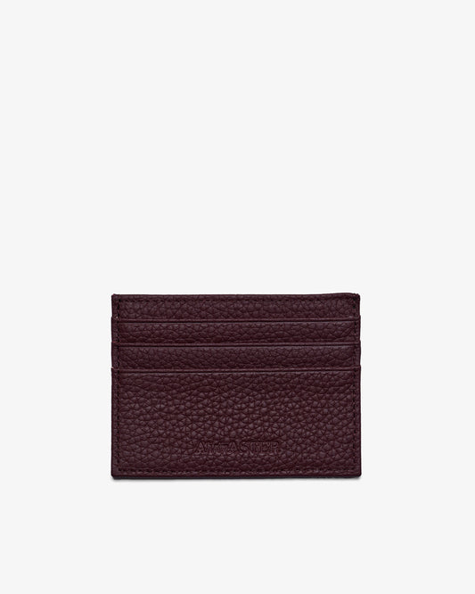 CARD HOLDER in BURGUNDY GRAINED