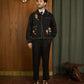 EMBROIDERED BLOUSON JACKET in BLACK LINEN