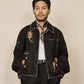 EMBROIDERED BLOUSON JACKET in BLACK LINEN