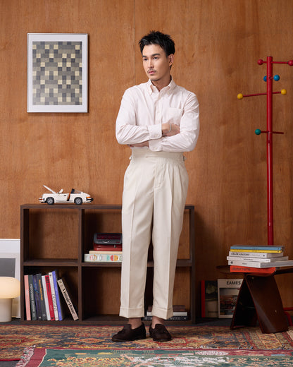 DOUBLE PLEATED TROUSERS in IVORY