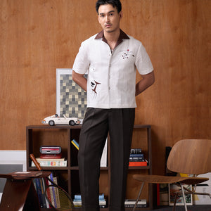 BROWN COLLAR BOWLING SHIRT