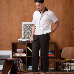 BROWN COLLAR BOWLING SHIRT