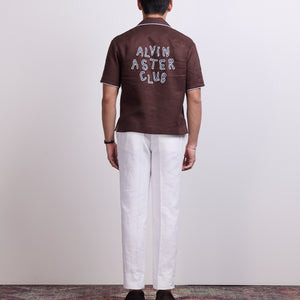 BOWLING SHIRT in BROWN LINEN