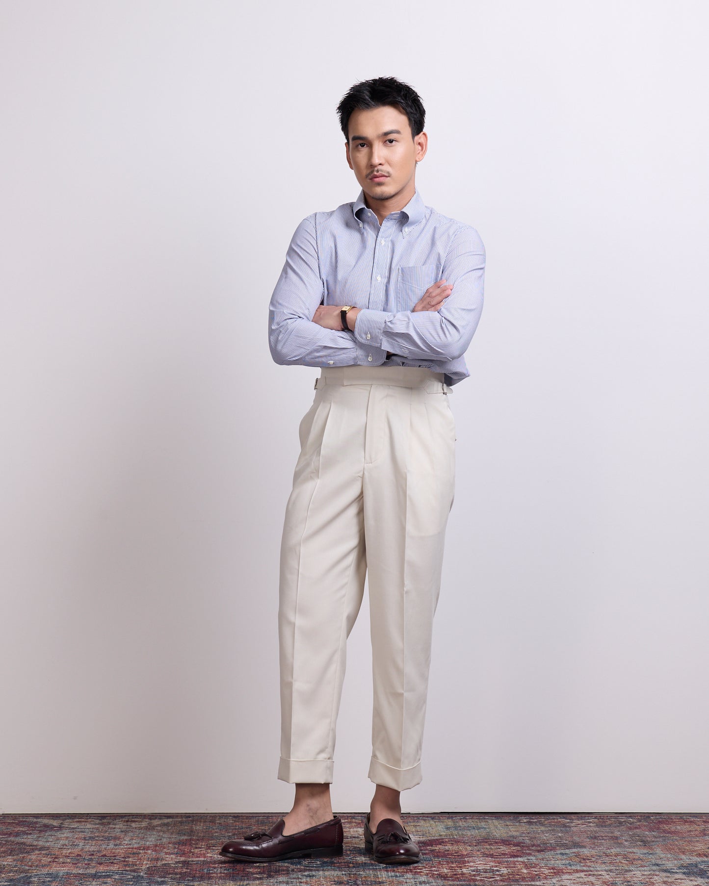 DOUBLE PLEATED TROUSERS in IVORY