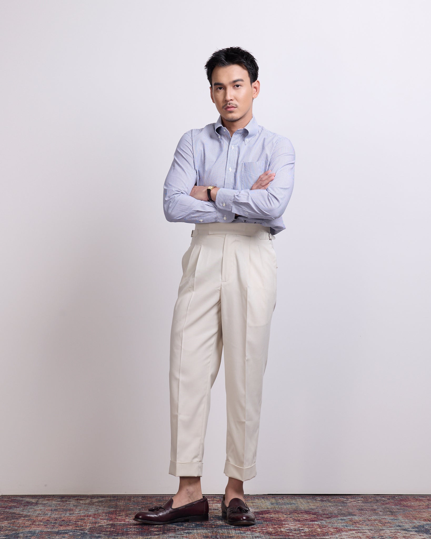 DOUBLE PLEATED TROUSERS in IVORY