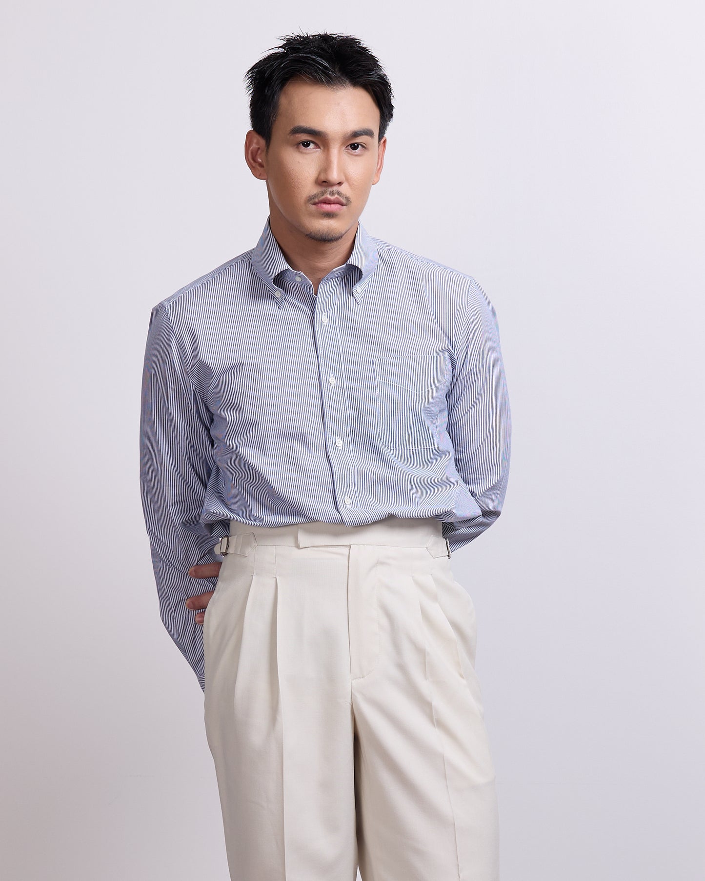 DOUBLE PLEATED TROUSERS in IVORY