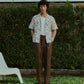 RELAXED FIT TROUSER in CEDAR BROWN LINEN