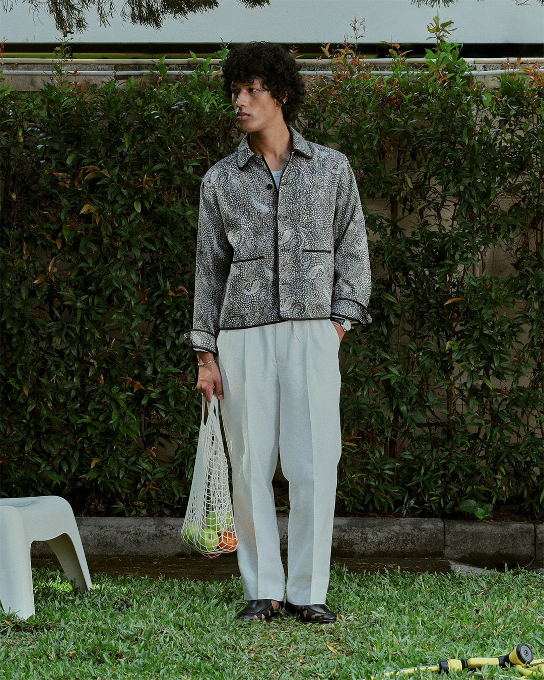 RELAXED FIT TROUSER in OFF-WHITE LINEN