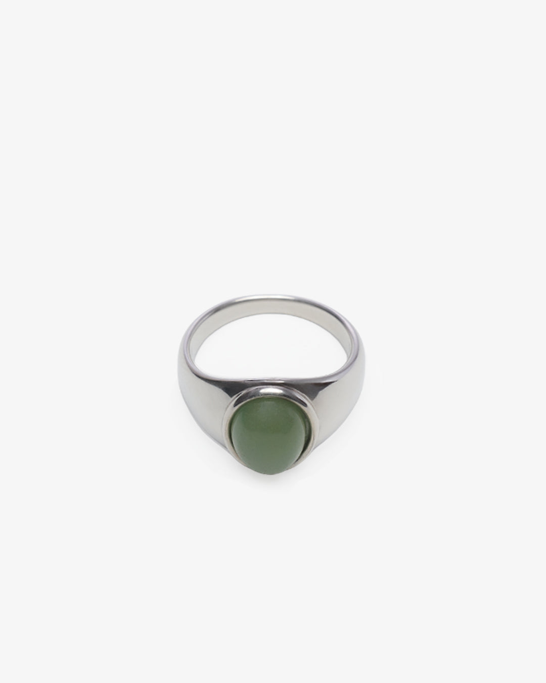 EMERALD STEEL OVAL SIGNET RING