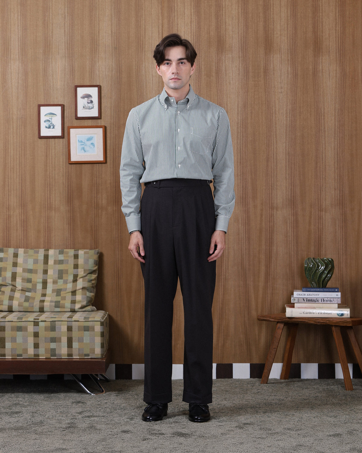 BOTTON DOWN SHIRT in GREEN STRIPE