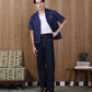 EMBROIDERED BOWLING in NAVY BLUE LINEN
