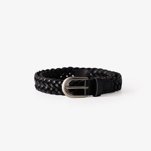 BRAIDED LEATHER BELT in BLACK