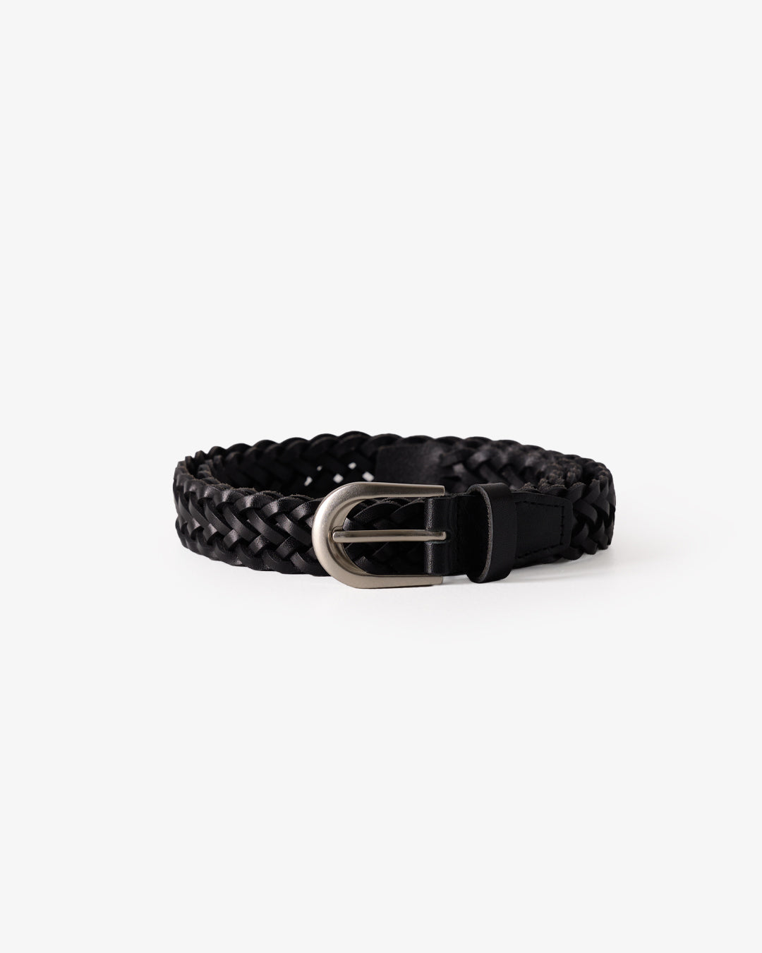 BRAIDED LEATHER BELT in BLACK