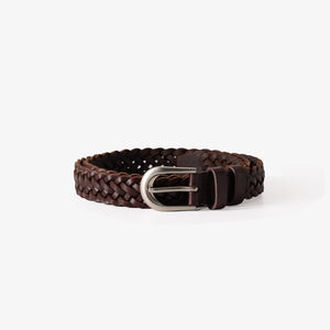BRAIDED LEATHER BELT in BROWN