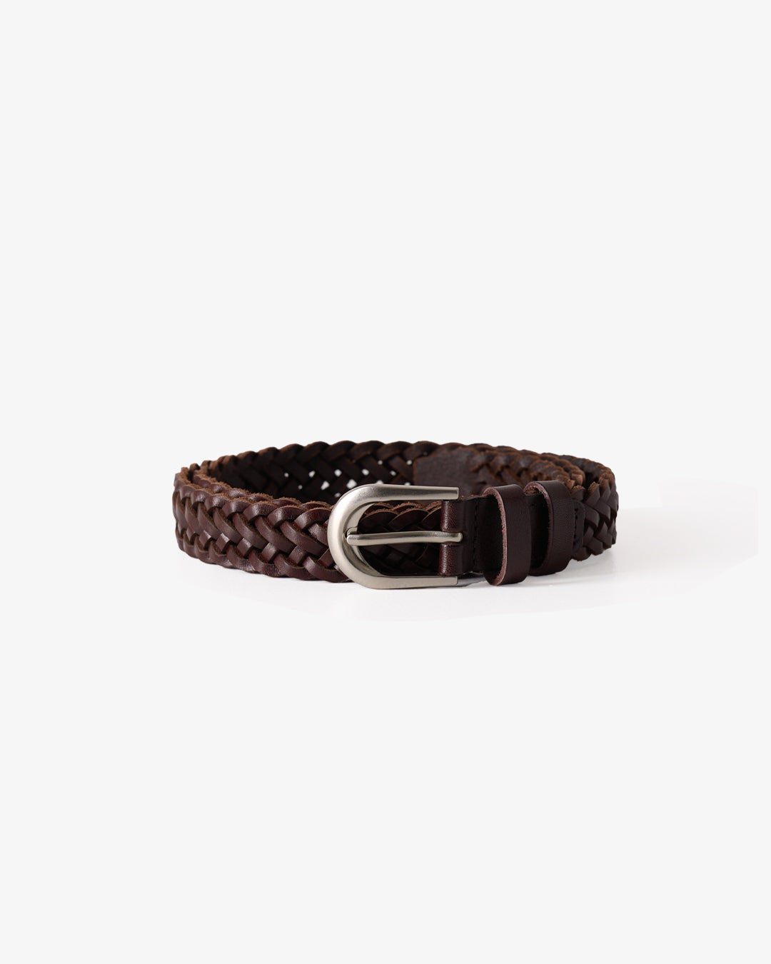 BRAIDED LEATHER BELT in BROWN