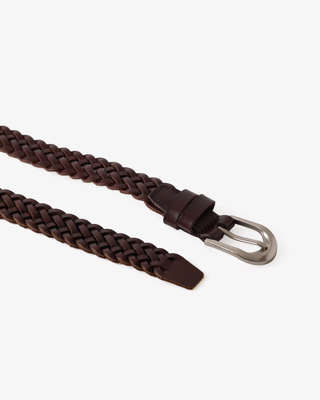 BRAIDED LEATHER BELT in BROWN