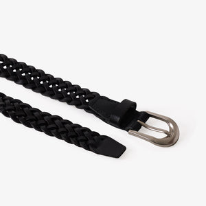 BRAIDED LEATHER BELT in BLACK