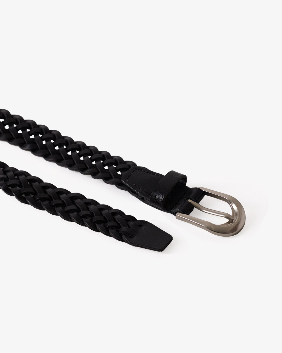 BRAIDED LEATHER BELT in BLACK