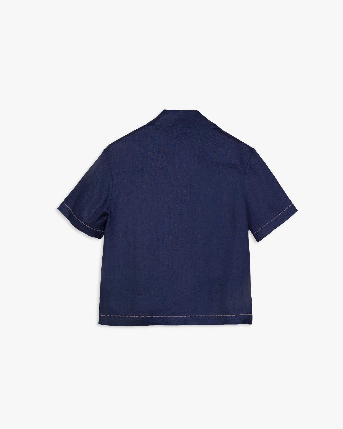 EMBROIDERED BOWLING in NAVY BLUE LINEN