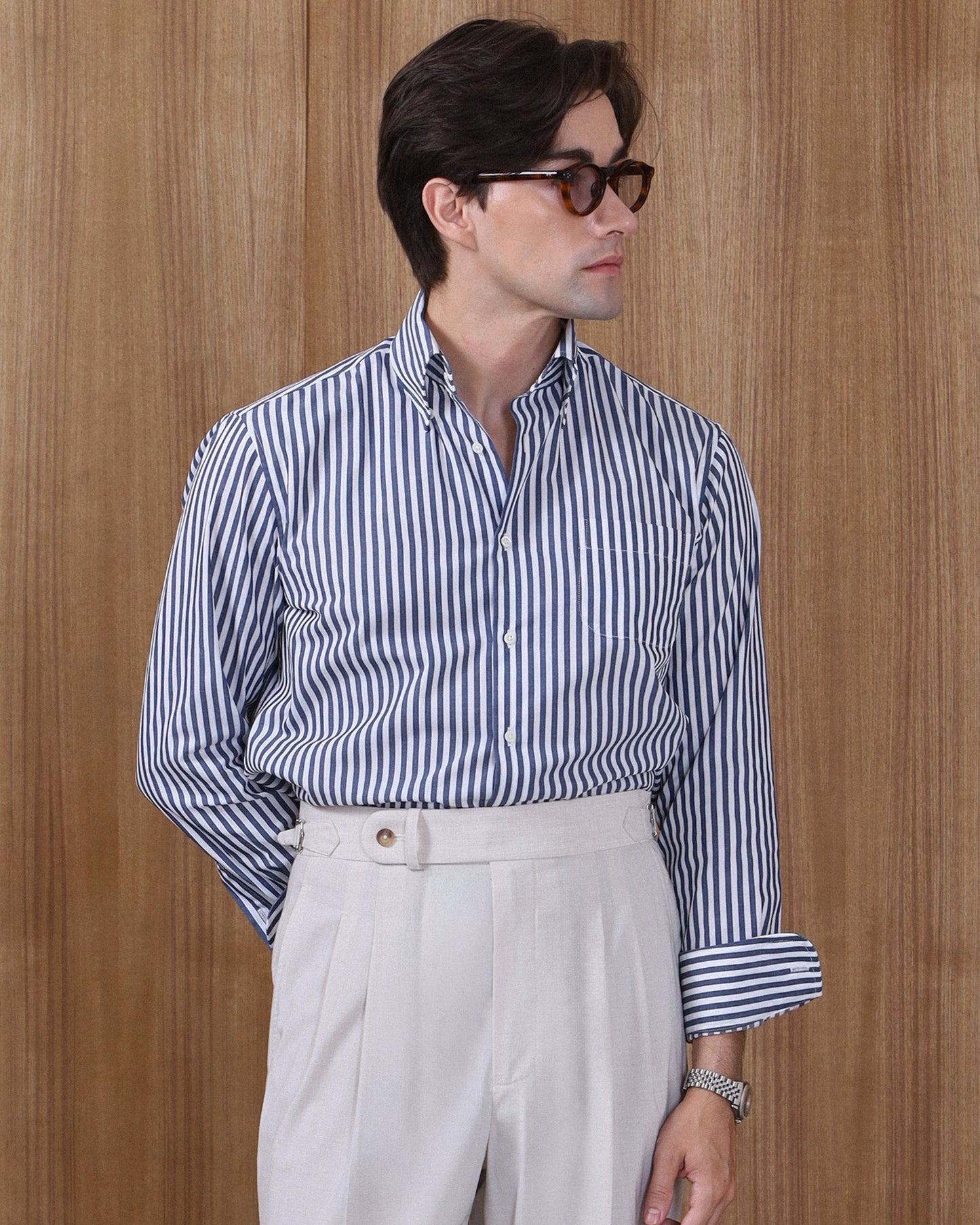 BOTTON DOWN SHIRT in NAVY STRIPE