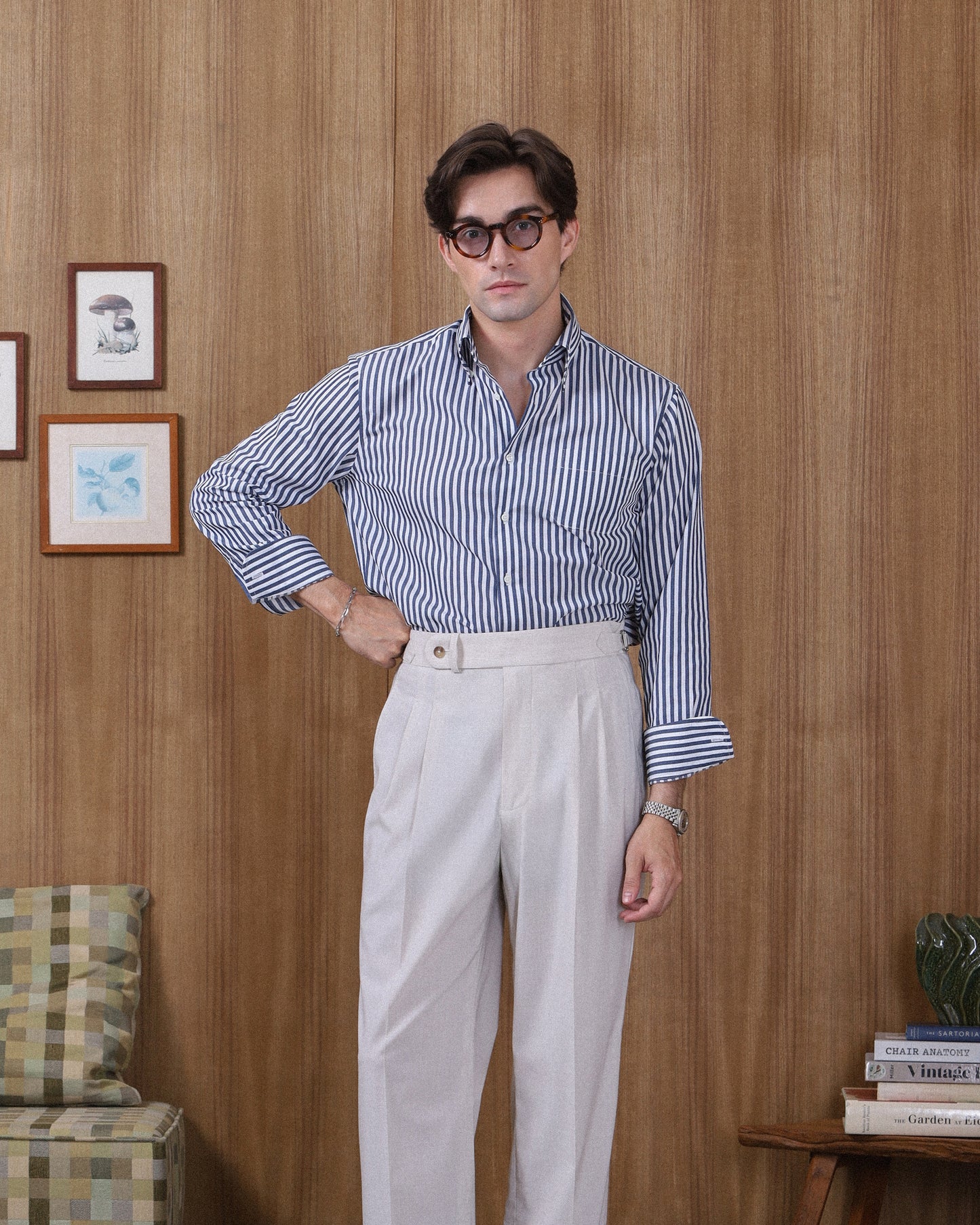 BOTTON DOWN SHIRT in NAVY STRIPE