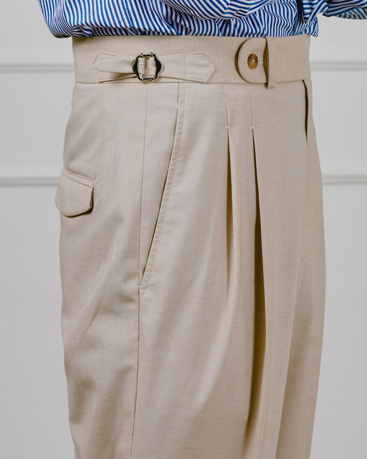 DOUBLE PLEATED TROUSERS in BEIGE