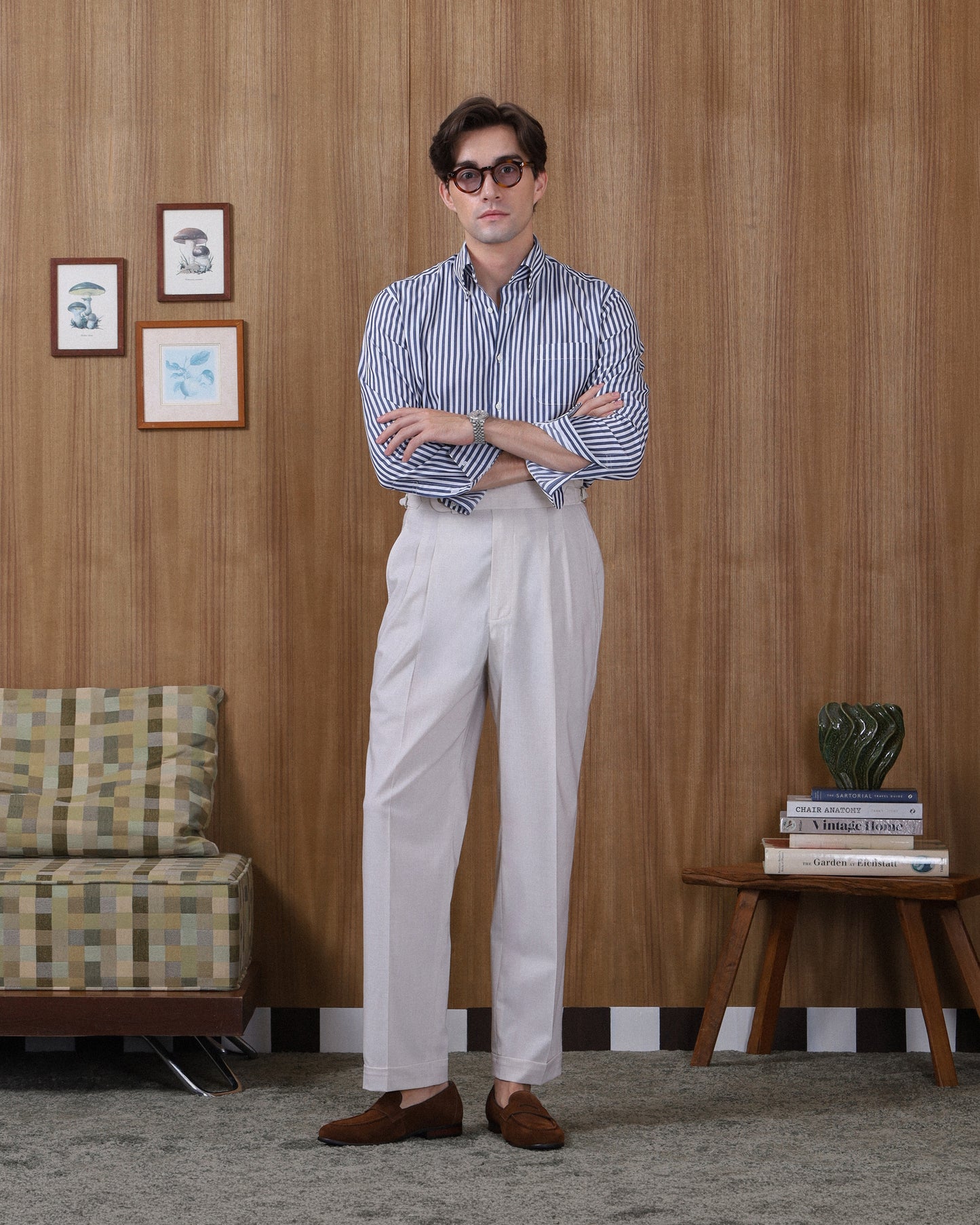 DOUBLE PLEATED TROUSERS in IVORY