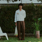 EMBROIDERED BLOUSON JACKET in OFF WHITE LINEN