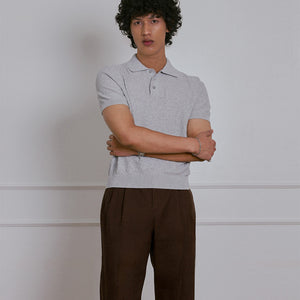 KNITTED POLO SHIRT in GREY