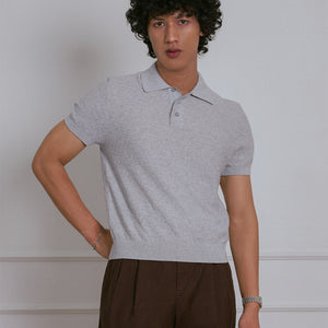 KNITTED POLO SHIRT in GREY
