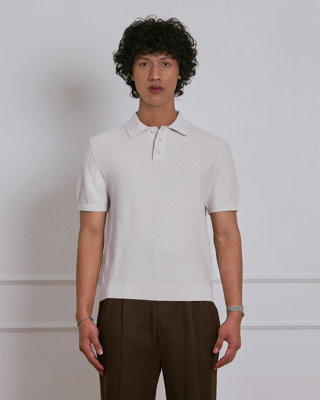 KNITTED POLO SHIRT in CLOUD