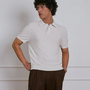 KNITTED POLO SHIRT in CLOUD