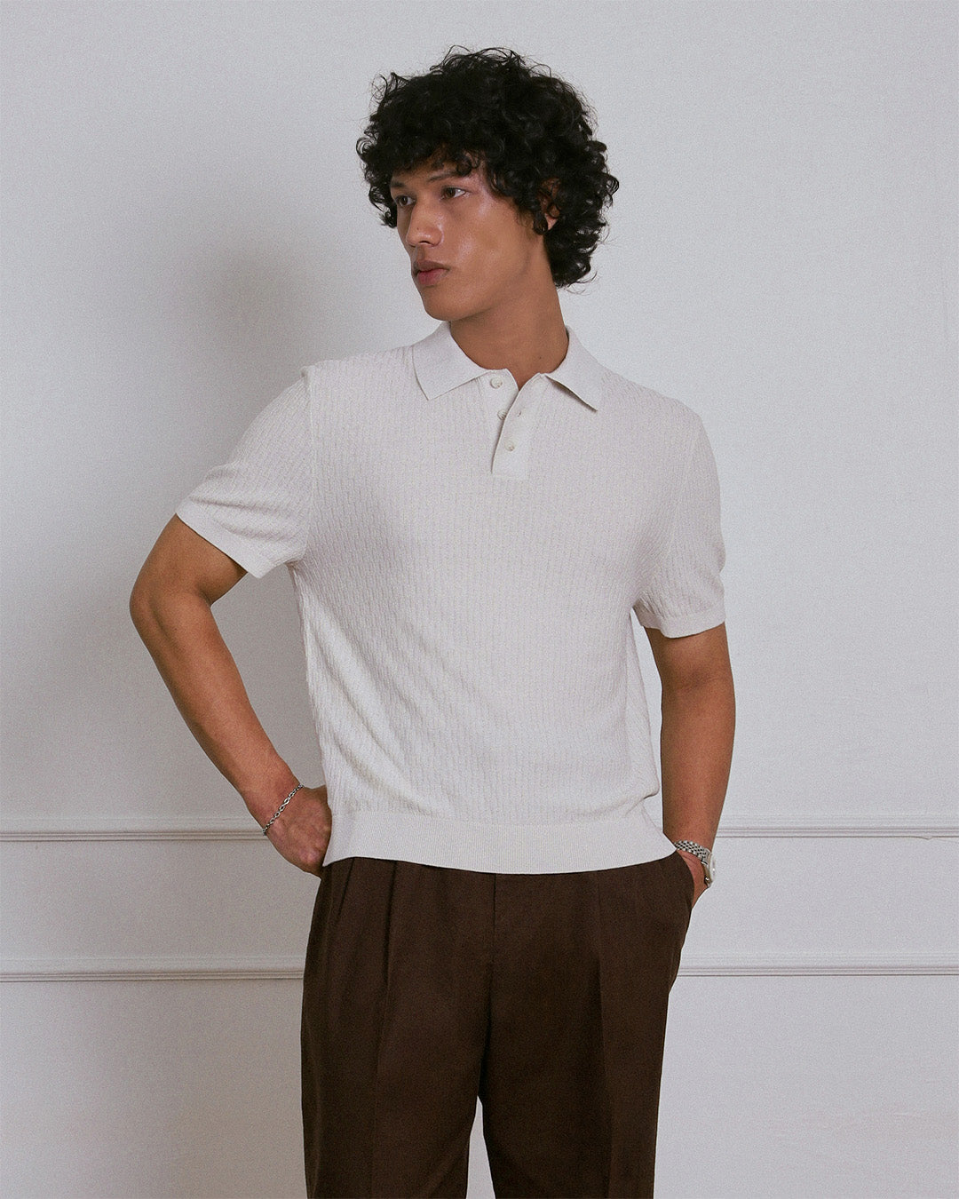 KNITTED POLO SHIRT in CLOUD