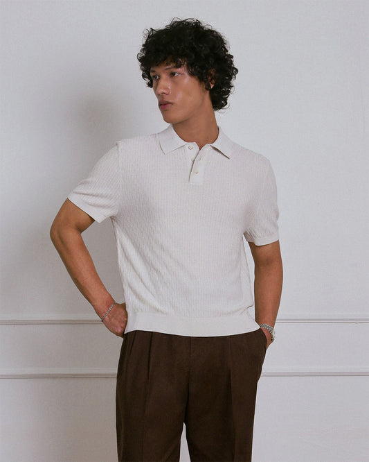 KNITTED POLO SHIRT in CLOUD