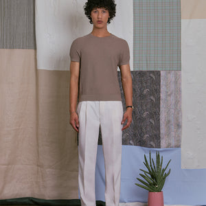 CREW NECK KNIT TEE in TAUPE