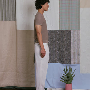 CREW NECK KNIT TEE in TAUPE