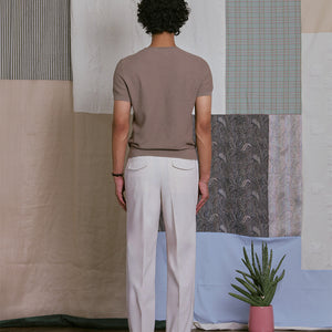 CREW NECK KNIT TEE in TAUPE