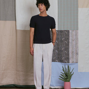 CREW NECK KNIT TEE in NAVY