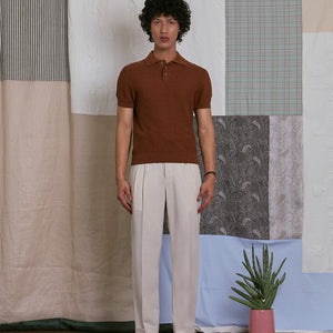 KNITTED POLO SHIRT in BROWN