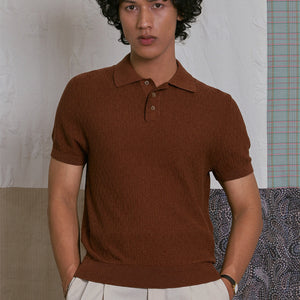 KNITTED POLO SHIRT in BROWN