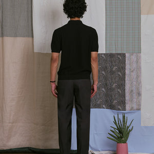 KNITTED POLO SHIRT in BLACK