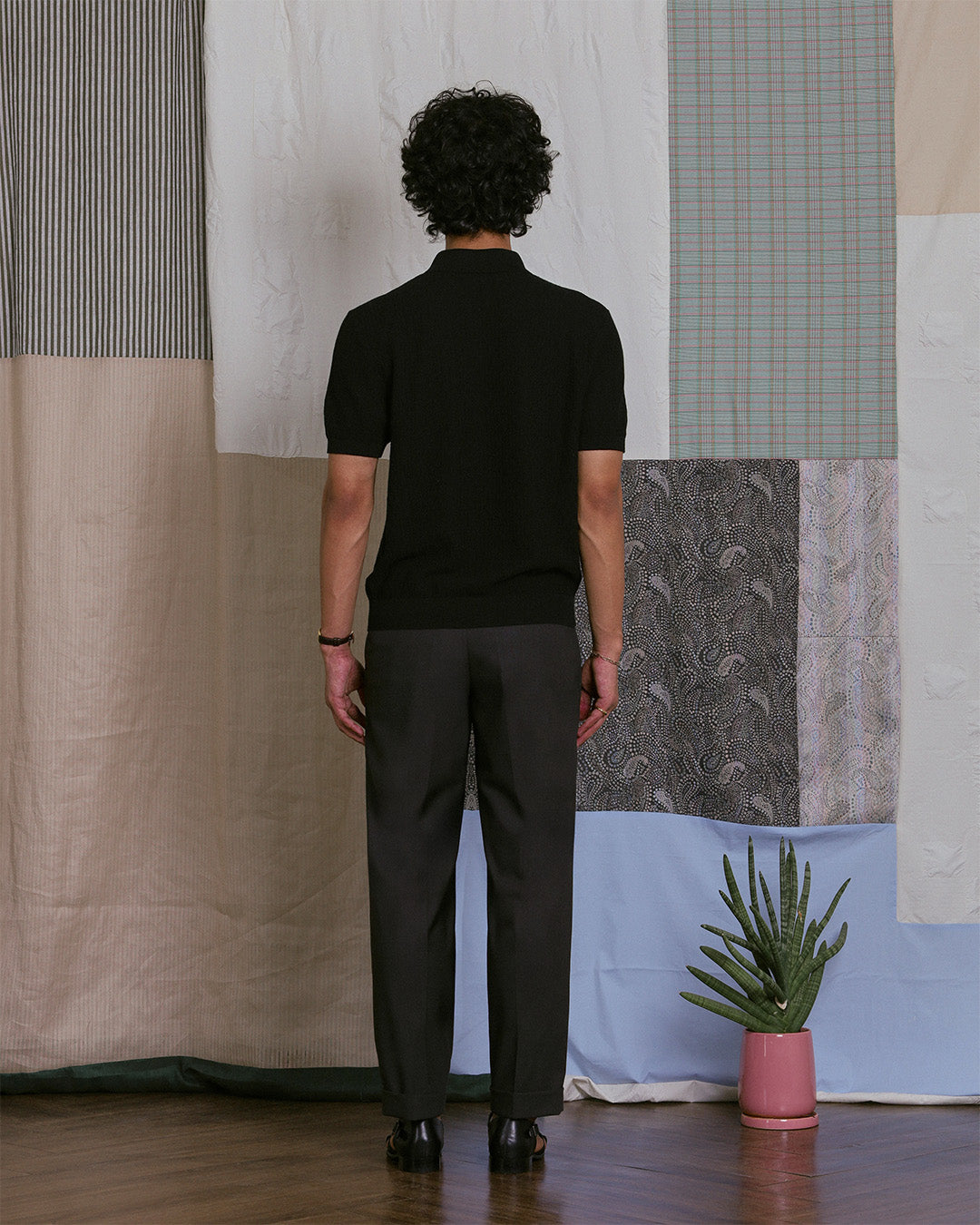 KNITTED POLO SHIRT in BLACK