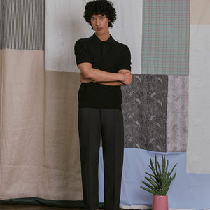 KNITTED POLO SHIRT in BLACK