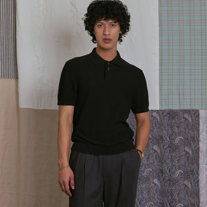 KNITTED POLO SHIRT in BLACK