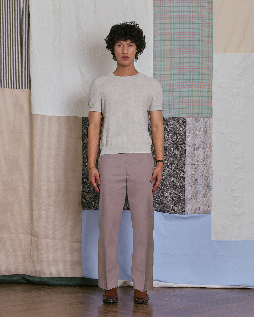 CREW NECK KNIT TEE in ECRU