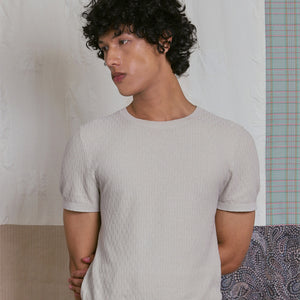 CREW NECK KNIT TEE in ECRU
