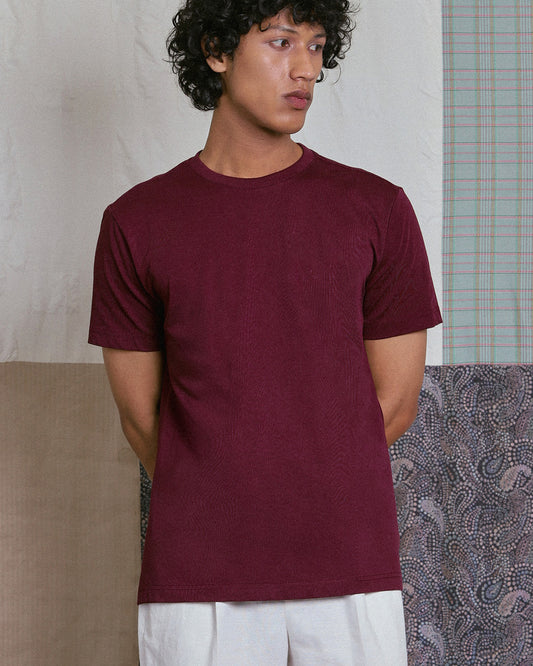CREW T-SHIRT in BURGANDY